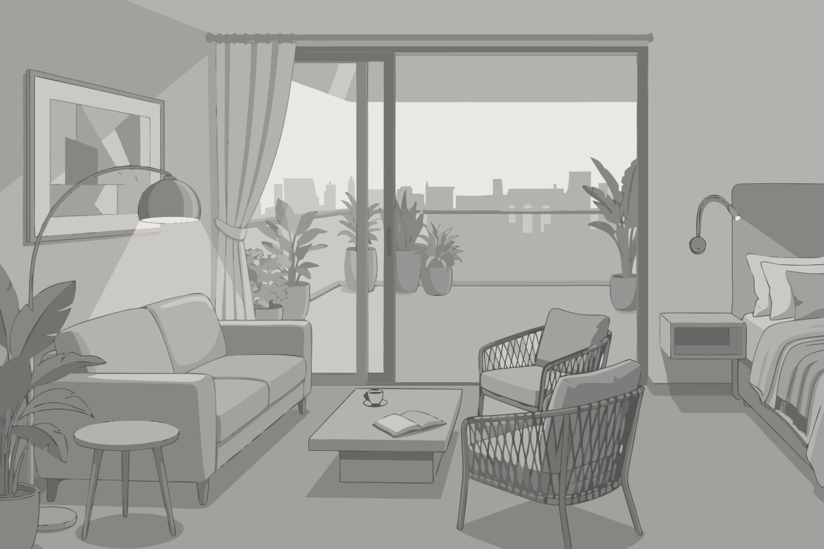 Deluxe Apartment mit 1 Schlafzimmer und Gartenblick